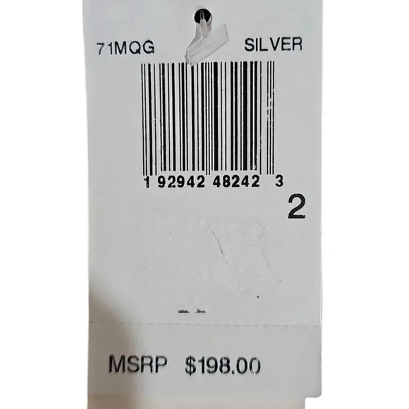 French Connection Metallic Long Sleeve Faux-Wrap Mini Dress Silver Size 2 NWT - Picture 12 of 12